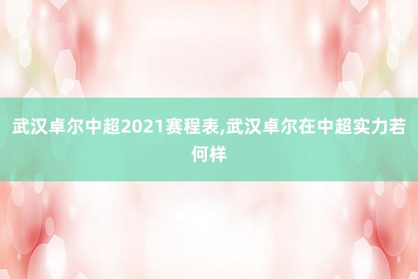 武汉卓尔中超2021赛程表,武汉卓尔在中超实力若何样